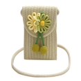 thumbnail image 1 of Women Beach Bag Straw Shoulder Bag Flower Phone Case Handwoven Handbag and Purse Female Crossbody Bag for Travel Daily White, 1 of 5