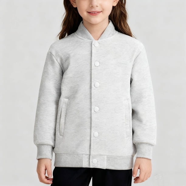 Chaquetas y abrigos casuales sin capucha de manga larga Chaqueta de béisbol de color sólido para niños Ropa de abrigo para niños y niñas Chaqueta superior de primavera para niños Sudadera con capucha