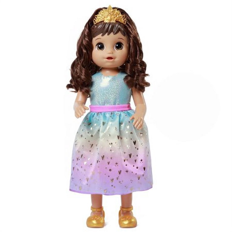 Baby Alive Princess Ellie Grows Up Doll - Interactive 18-Inch Talking Doll With Pacifier, Sippy Cup & Princess Skirt For Kids 3+