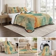 thumbnail image 6 of Queen Quilt Set 90''x96'', Orange Teal Red Lightweight Summer Bedspread Coverlet Set with 2 Pillow Shams, Boho Ethnic Abstract Splashing Art Breathable All Season Quilt Bedding for Bedroom/Guest Room, 6 of 9