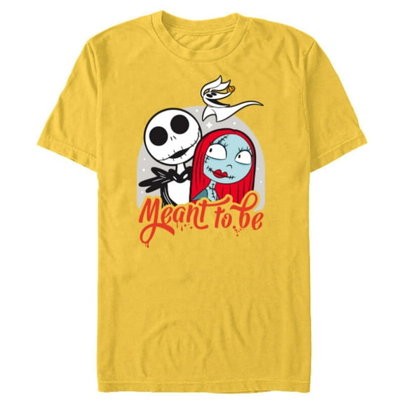 Disney The Nightmare Before Christmas Jack & Sally - Short Sleeve Blended T-Shirt for Adults -Customized-Yellow