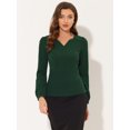 thumbnail image 4 of Blusa de trabajo elegante con cuello en forma de corazón y manga larga para mujer Verde oscuro S, 4 of 4
