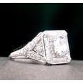 thumbnail image 2 of Square Halo Diamond Engagement Ring, Double Prong Diamond Ring, Solitaire With Accents Ring, Hidden Halo Ring, Surprise Diamond Wedding Ring, 925 Sterling Silver, 2.5 Ct Simulated Diamond, 2 of 4