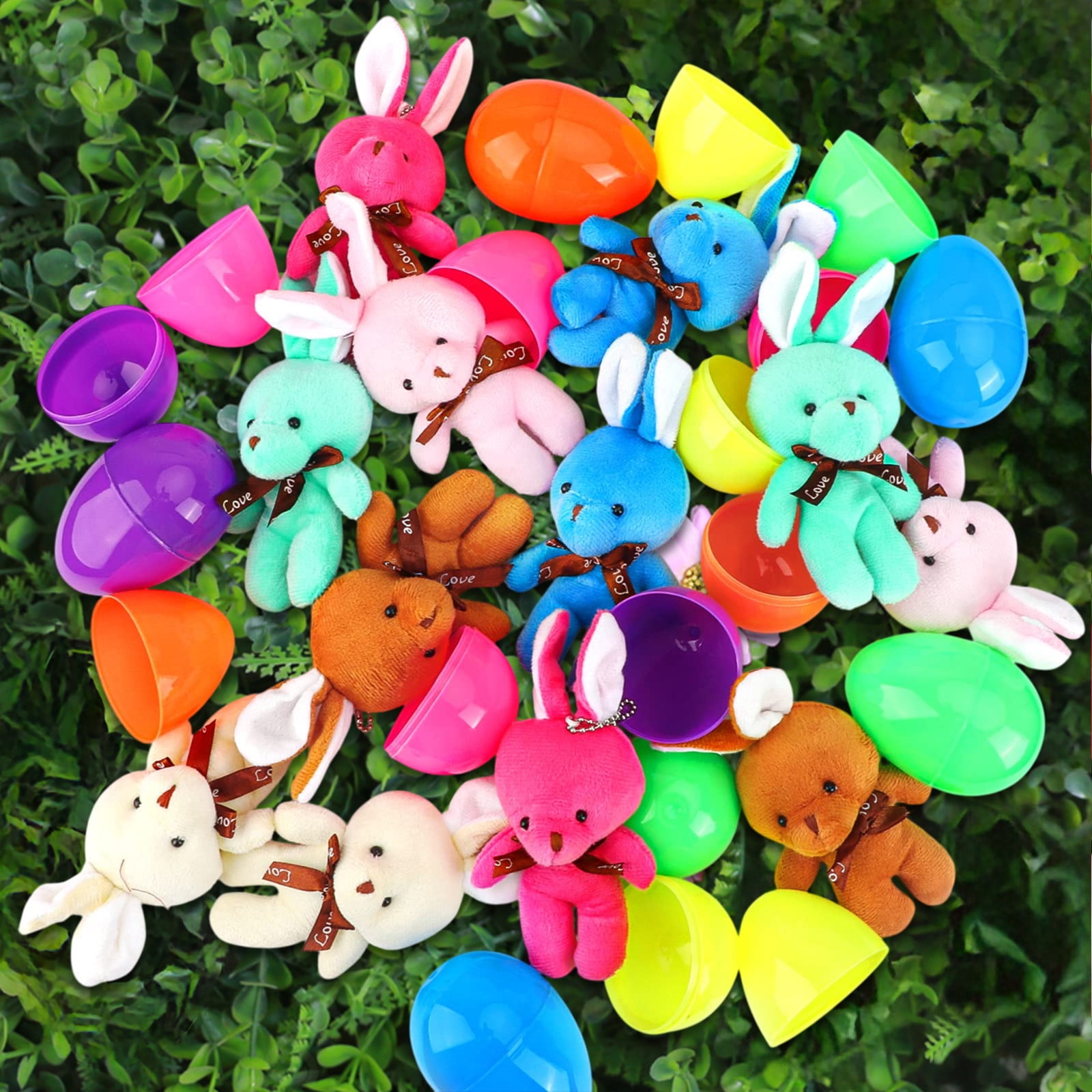 Easter Eggs Filled With Bunny Surprise Toys, Plastic Colourful Easter Kit For Kids And Family Activities, 3.3X2.36In 0.72Lb