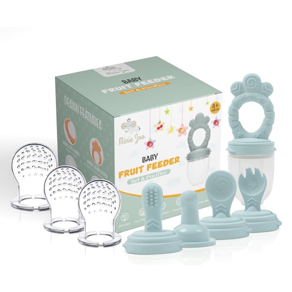 Set de alimentador de frutas Minie Joo para bebé, libre de BPA, silicona, 4+ meses