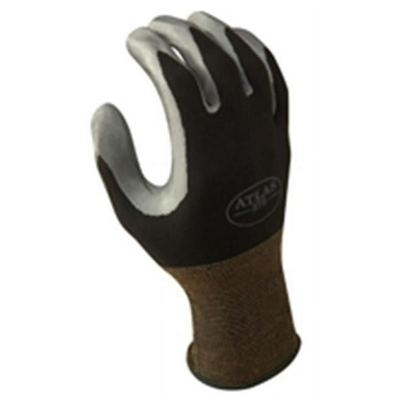 Showa Best Glove 370BL-08.RT Large Atlas 370 Nitril Black Glove - Black - Large