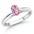 thumbnail image 2 of Gem Stone King 0.60 Ct Oval Pink Sapphire 10K White Gold Solitaire Engagement Ring, 2 of 4