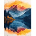 thumbnail image 1 of Qisvanset Framed Canvas Wall Art 12x16 Inch Bold Colorful Mountain Lake Modern Scenic Art, 1 of 5