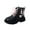 Black, variant on Puntoco Girls Combat Boots Side Zipper Rainbow Lace Up Dress Black Girls Boots for Toddler/Little Kid/Big Kid Winter Snow Boots for Kids Black 2.5 M(37)