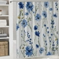 thumbnail image 6 of Chilfamy  Watercolor Flower Stall Shower Curtain, Wildflowers and Cornflowers Daisies Blooms Flower Buds Art, Fabric Bathroom Decor Set with Hooks, Green Marigold White, 6 of 7