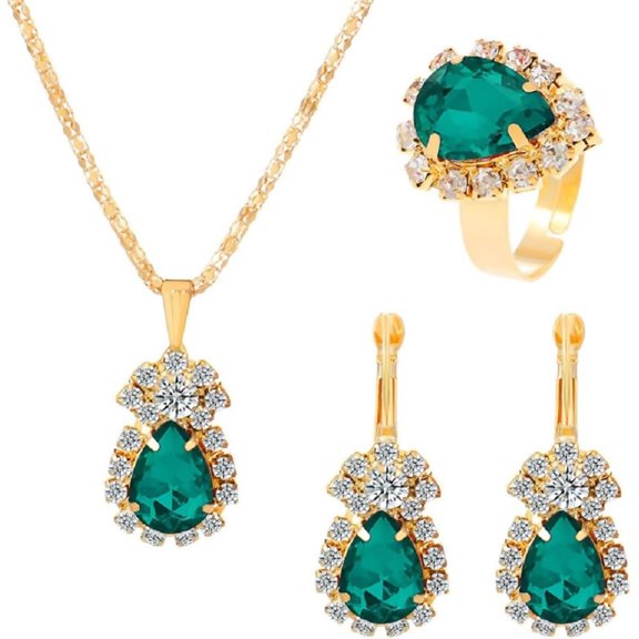Zephyriana Sparkling Rhinestone Ladies Gifts Bride Silver Bridal Necklace Earrings Ring Set Crystal Wedding Jewelry Set Rhinestone Choker Necklace for Women (Set of 3)
