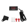 thumbnail image 1 of Voltímetro universal LCD para motocicleta, voltímetro impermeable ultrafino con soporte izquierdo DC12V rojo, 1 of 5
