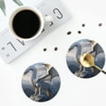 thumbnail image 4 of Honeii Mountain White Dragon print Leather Coaster Set of 4, ideal for safeguarding your furniture from drinks spills and effortless cleanup-Round Shape, 4 of 6