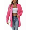 thumbnail image 3 of Women'S Fall Winter Solid Color Casual Oversized Long Sleeve Chunky Knit Cardigan Sweater Jacket Rose Red One size, 3 of 8