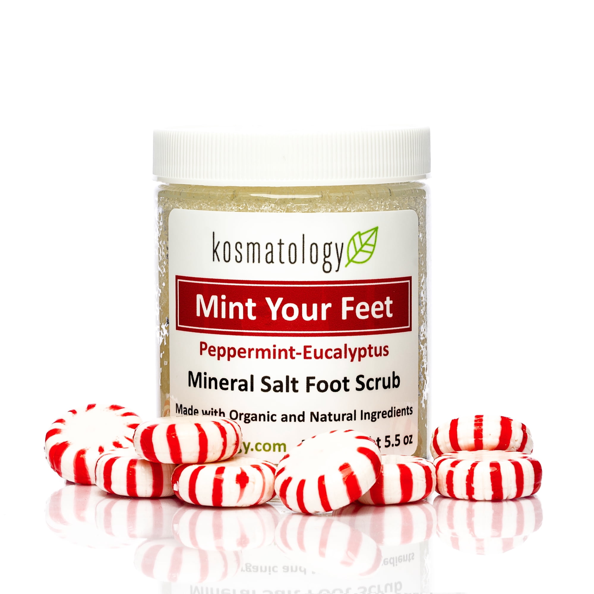Kosmatology® Mint Your Feet Mineral Foot Scrub – Peppermint Eucalyptus Exfoliating Scrub with Dead Sea Salt & Organic Oils | Softens Rough Feet & Heels | Non-Toxic, Vegan, Cruelty-Free – 5.5 oz