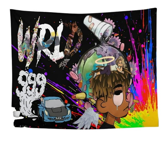 Juice Wrld Singer Tapestry Rapper Poster Wall Hanging Art Decor for Living Room Bedroom Dorm 40x60in