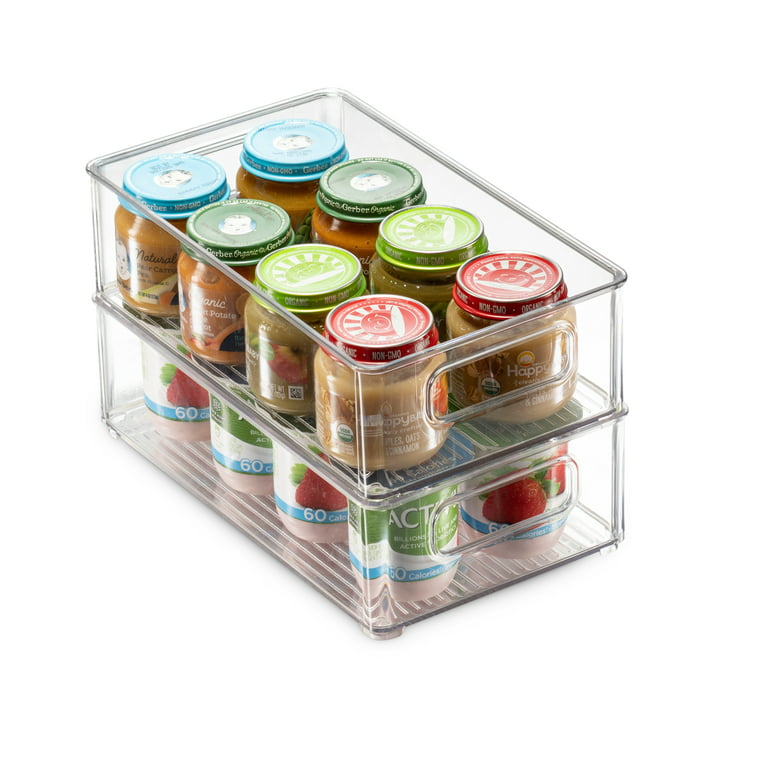Kitchen Refrigerator Stackable Plastic Food Storage Bins Organizer With  Handles For Pantry Cabinets Clear Food Storage Rack - AliExpress