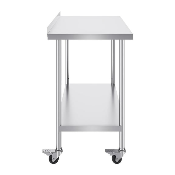 KFFKFF 24 x 48 x 40 Inch Stainless Steel Work Table, Commercial Food Prep Table with Wheels, Durable Metal Work Table with Adjustable Height for Kitchen, Home, and Hospitality Use