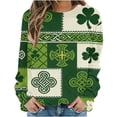 thumbnail image 4 of Tauxra Hauts pour Femmes de la Saint-Patrick Imprimés Coupe Ample Col Rond Chandail à Manches Longues Décontracté pour Femmes, Blouses de Printemps de la Saint-Patrick, Chemises de Fête, 4 of 7