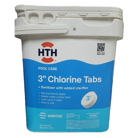 HTH Pool Care 3-inch Chlorine Tabs Swimming Pool Chlorinating Sanitizer 40lbs
