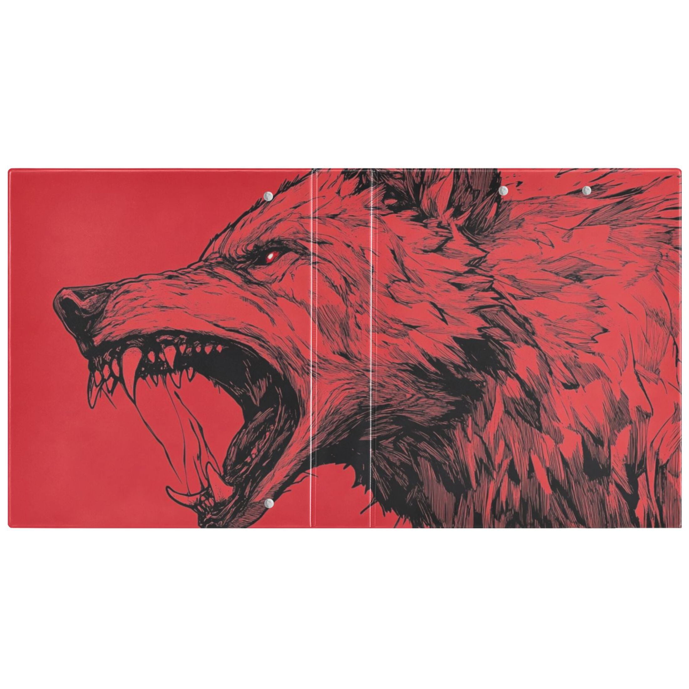 Monster Wolf 3 Ring Binders 1.5 inch Hardcover File Folders with Interior Pockets A4 Size Organizer for School Office Hospital