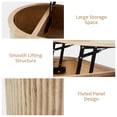 thumbnail image 6 of Wirrytor Lift Top Coffee Table with Storage and Open Storage Shelf, Oval Coffee Table for Living Room, Elliptical Arc Design, Waveform Panel, Fluted Center Table,Oak, 6 of 10