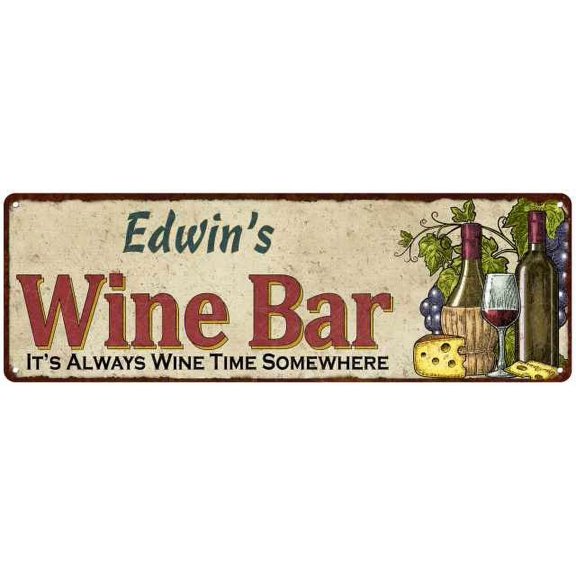 Edwin's Wine Bar Sign Home Decor Metal Gift 6x18 Sign 106180052339