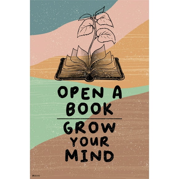 Reading Poster For Classroom Library Boho Decor Elementary Reading Corner Open A Book Grow Your Mind English Classroom Literature School Must Haves Essentials Cool Wall Art Print Poster 12x18