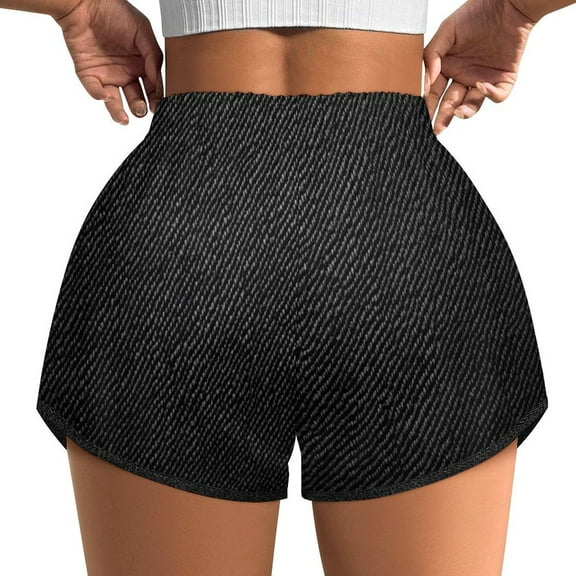 Women's Originals Shorts, Jersey Sports Shorts, Gym Shorts For Women, Black Denim Pattern Texture, S, Plus Size Available