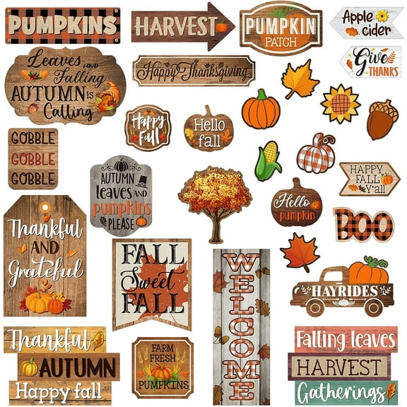 ZEN 29 Pieces Home Sweet Classroom Fall Bulletin Board Decorations Welcome Pumpkins Happy Fall Thanksgiving Borders Decor Cutouts Accents for Autumn Harvest Classroom Home Thanksgiving Party Supplies
