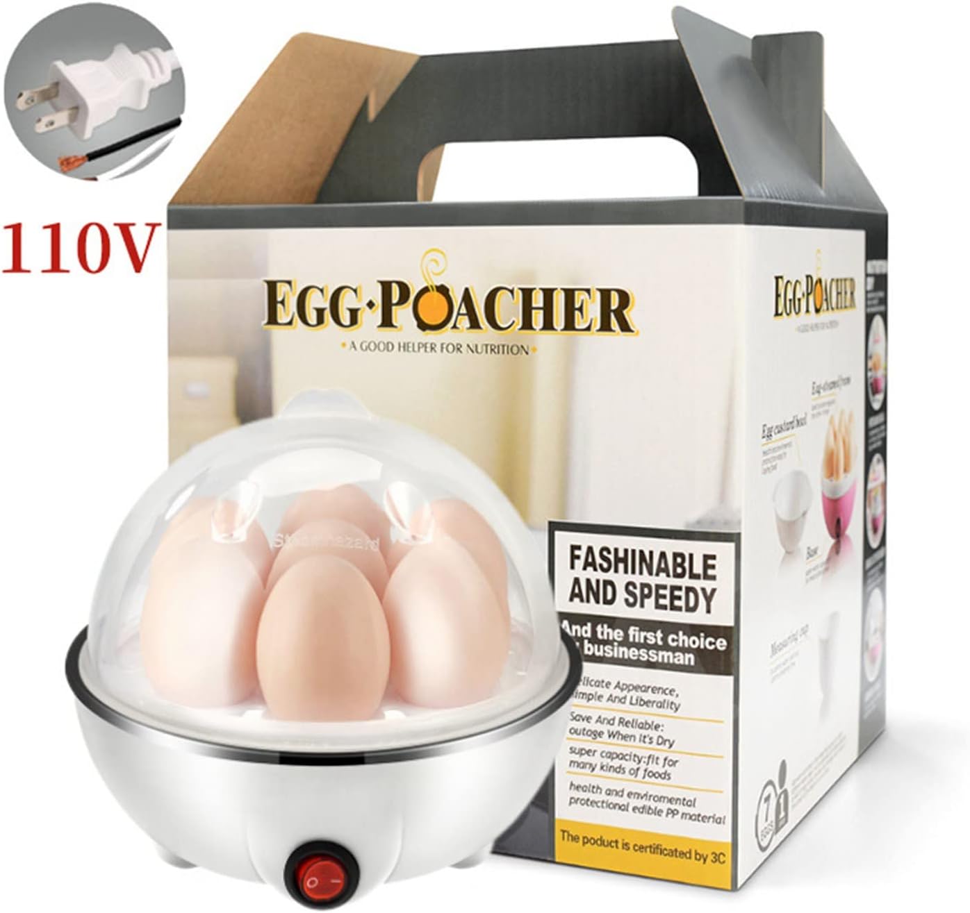 Egg Cooker For Hard Boiled Eggs, Easy Egg Cooker Electric 7-Egg Capacity, Single Layer Hard-Boiled Egg Cooker with Auto Shut-Off, Measuring Cup Included, BPA Free (White)