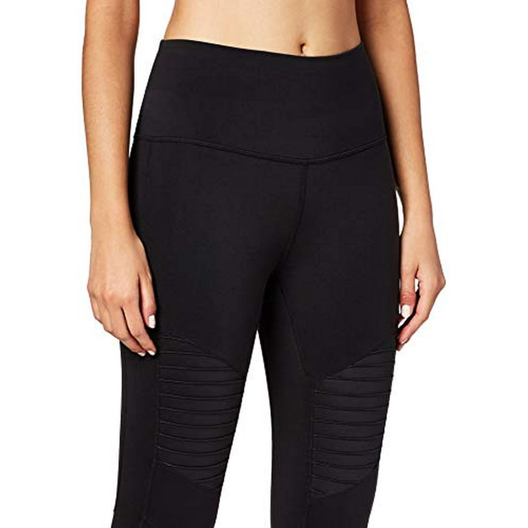 Alo Yoga Women's High Waist Moto Legging, Black/Black Glossy, XX-Small