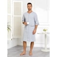thumbnail image 2 of EA'S SECRET Mens Robes 100% Cotton Kimono House Coat Summer Zipper Short Bathrobes Soft Sleepwear with Pockets(Grey,L), 2 of 7