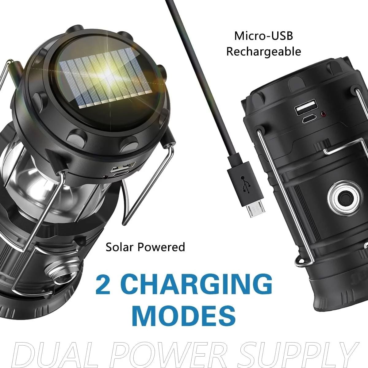 Lanterns, Camping Lantern, Solar Lantern Flashlights Charging for Phone, USB Rechargeable Led Camping Lantern, Collapsible & Portable for Emergency, Hurricanes, Power Outage, Storm