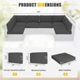 thumbnail image 3 of SOLAURA 14Pcs Outdoor Furniture Replacement Cushions, Fits 6-seat Sectional Rattan Conversation Set, Patio Water-Resistant Replacement Sofa Cushions, Grey, 3 of 7