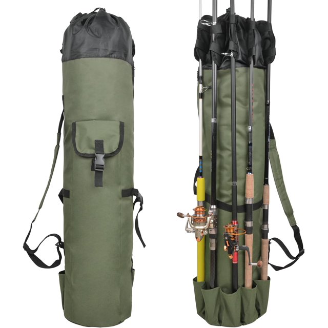czcpp-Fishing Rod Case Portable Fishing Pole Bag Waterproof Fishing Rod Reel Tackle Storage Bag Multifunctional Fishing Gear Organizer Travel Carry Case Fishing Bag Gift (Green)
