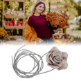 thumbnail image 4 of Unique Bargains 1 Pc Adjustable Waist Belt Elegant Satin Rose Flower Handmade Cord Belt Women Gray Khaki, 4 of 4