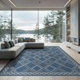 thumbnail image 2 of ODIKA 8'x10' Washable Area Rug Non-Slip Chair-Friendly Mat Solid Lattice Nautical Large Navy Interlocking Bblue Extra Boho Playful for Dining Room, Office, Lounge, 2 of 7
