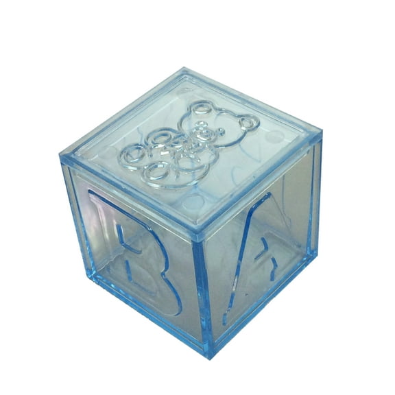 24 Adorable Plastic Alphabet Fillable Baby Blocks for Baby Showers, Decorating, and Favors (Blue)