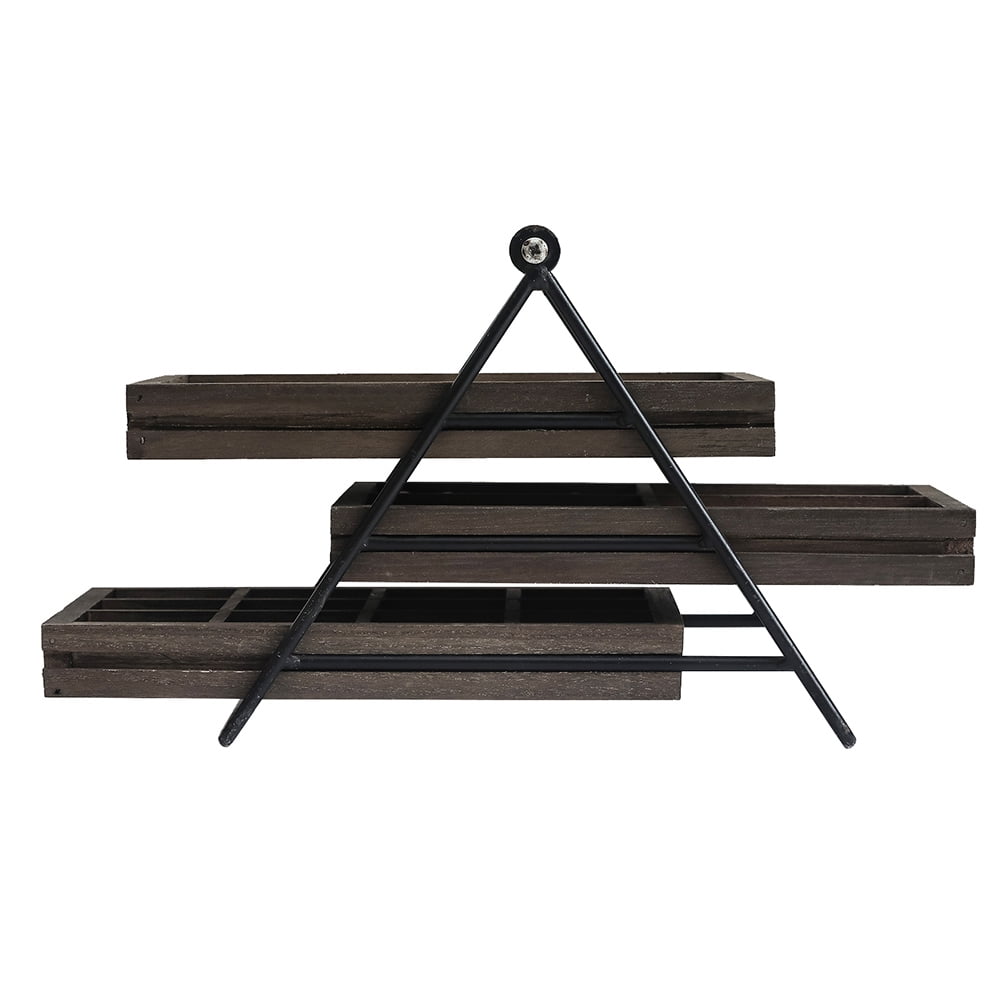 Kepooman 3-Layers Jewelry Display Rack, Necklace Holder, Jewelry Tree Stand Metal Jewelry Organizer for Necklaces Bracelets Earrings Rings, Walnut