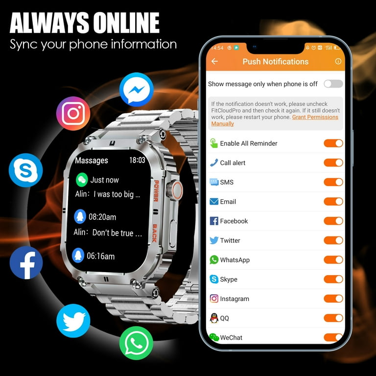 Smart Watch for Men Women 1.96