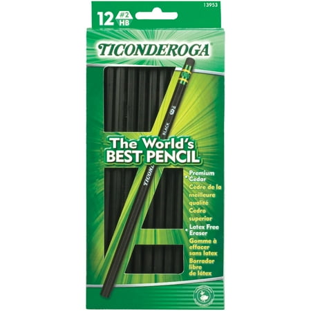 Black White Pencil Pinstripe - Ticonderoga, DIX13953, Matte Black No.2 Pencil, 12 / Dozen
