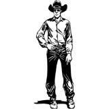 Cowboy Picture Art - Living Room - Peel & Stick Sticker - Vinyl Wall Decal 20x10