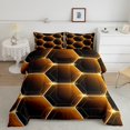 thumbnail image 2 of Honeycomb Comforter Set Twin Size 3D Stereoscopic Black and Orange Hexagon Bedding Sets Geometric Hexagonal Beehive Quilt Simplistic Geometrical Geometry Room Decor, 2 of 6