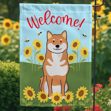 Shiba Inu Sunflower Summer Dog Welcome Flag 12x18 POLE NOT INCLUDED Garden Flag