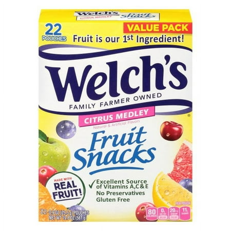 Welch's Citrus Medley Fruit Snacks, Value Pack, 0.9 oz, 22 count
