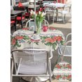thumbnail image 6 of Outdoor Tablecloth with Umbrella Hole Zipper Red Roses Floral Round Tablecloth 54" Waterproof Outside Table Cloth Farmhouse Botanical Flowers Vintage Patio Table Cover Tablecloths for Picnic Party, 6 of 8