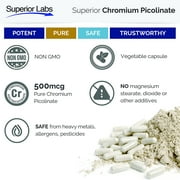 Superior Labs Chromium Picolinate - 100% Natural, 500mcg, 120 Vegetable Capsules