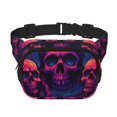 thumbnail image 1 of Fotbe Purple-Red Skull Cangurera Cuadrada con Estampado de Doble Capa, Bolsa de Cintura Ajustable Mini para Hombres y Mujeres, 1 of 9