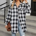 thumbnail image 6 of Juosiy Women's Casual Plaid Flannel Shacket Shirts Outwear Fashion Long Sleeve Single Fall Blouse Jacket Coat Tops, 6 of 9